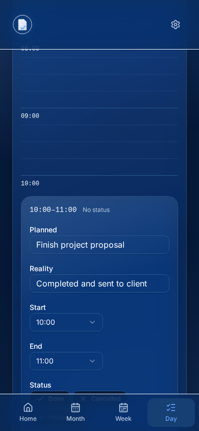 SMART Planner daily view on smartphone